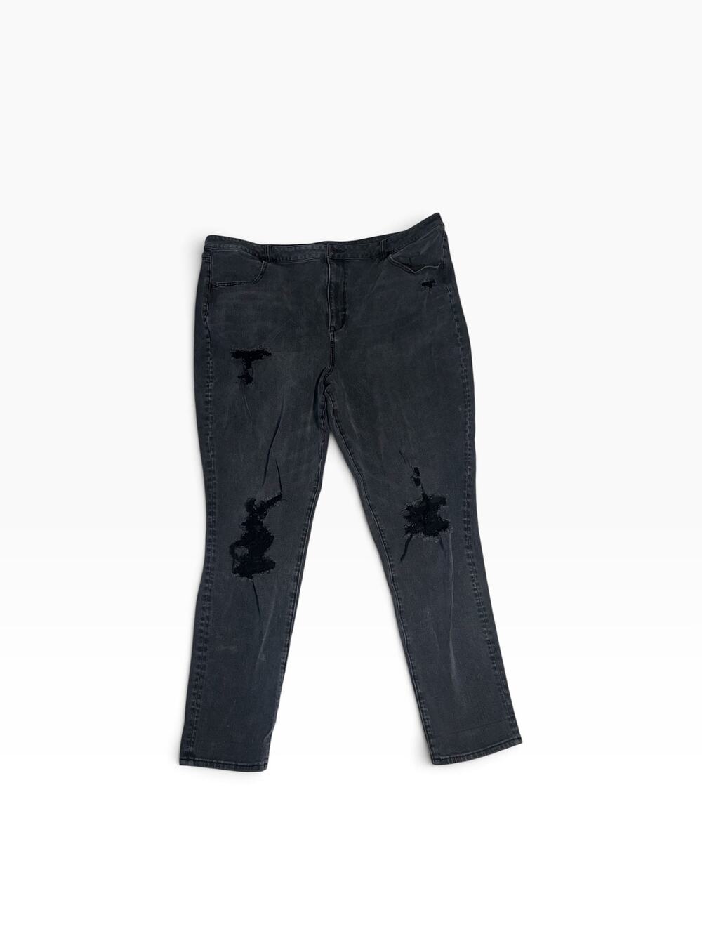 AMERICAN EAGLE Super Hi-Rise Jegging Black Distressed Jean Size 24